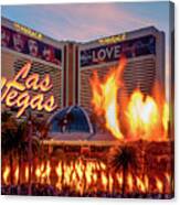 The Mirage Volcano At Sunset Post Card Canvas Print