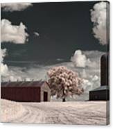 The Moe Farm Tobacco Shed, Oak And Silo Near Stoughton Wi Canvas Print