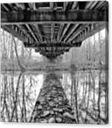 The Parting Of The River - Underneath An Old Iron Bridge - Arkansas Canvas Print