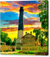 The Pensacola Lighthouse And Maratime Museum At Sunset - Digital Painting Canvas Print