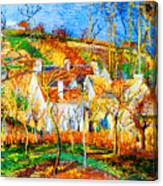 The Red Roofs, Corner Of A Village Winter 1877 Canvas Print