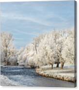 The River Eamont In Winter Canvas Print