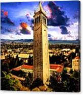 The Sather Tower And A A View To Berkeley Campus, Downtown Berkeley And San Francisco Bay At Sunrise Canvas Print