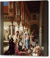 The Silk Market By Edouard Frederic Wilhelm Richter Canvas Print