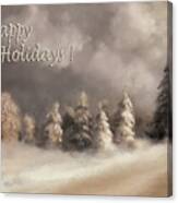 The Snowy Road Happy Holidays Version Canvas Print