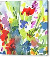 The Splash Of Summer Colors Abstract Flowers Contemporary Watercolor Art Iii Canvas Print