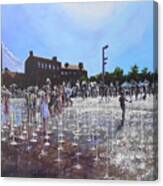 The Summer In Granary Square Kings Cross London Uk Canvas Print