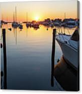 The Sun Rises On Oak Bluffs Harbor Oak Bluffs Ma Martha's Vineyard. Golden Sunrise Canvas Print