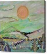 The Sun Sets On Pastel Mountain Canvas Print