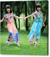The Twin Sisters Dance In The Woods Canvas Print