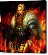The Viking Chieftain - His Home Ablaze Canvas Print