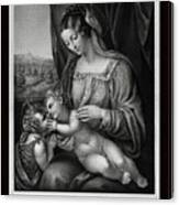 The Virgin And Child,with Infant Saint John The Baptist By Engraver Franz Hanfstangl Classical Art Canvas Print