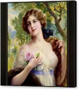 The Young Lady With A Rose By Emile Vernon Vintage Art Xzendor7 Old Masters Reproductions Canvas Print