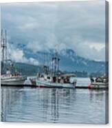 Three Fishing Vessels Waiting In Juneau Canvas Print