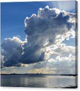 Thundercloud Over Pumicestone Passage From Bribie Island In Queensland Australia Looking Over Water Toward The Glasshouse Mountains Canvas Print