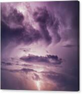 Thunderstorm Over The Sea At Night - 1 Canvas Print