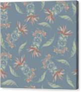 Tiki Floral Pattern Canvas Print