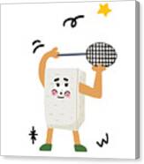 Tofu Loves Playing Badminton Canvas Print