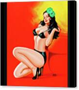 Too Hot To Touch By Peter Driben Vintage Pin-up Girl Art Canvas Print