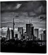Toronto Skyline From The Pape Ave Bridge No 2 Canvas Print