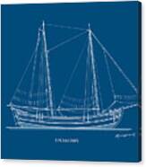 Trehantiri - Traditional Greek Sailing Boat - Blueprint Canvas Print