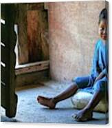 Tribal Girl At The Door Canvas Print