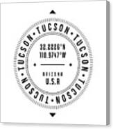 Tucson, Arizona, Usa - 1 - City Coordinates Typography Print - Classic, Minimal Canvas Print