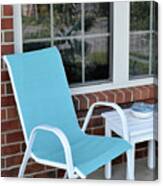 Turquoise Chair On The Porch Canvas Print
