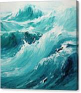 Turquoise Splashes - Beach Waves Art Canvas Print