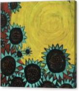 Turquoise Sunflowers Canvas Print