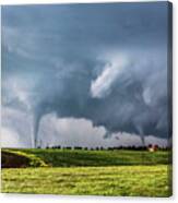 Twin Tornadoes Photography Art Print Picture of Two Tornadoes Near Dodge City 