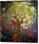 Twisted Tree W Bats N Pixies Canvas Print