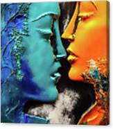Two Lovers 01 Blue And Orange Canvas Print