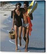 Two Models On A Beach Canvas Print