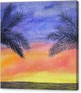 Two Palm Trees At Sunset Canvas Print