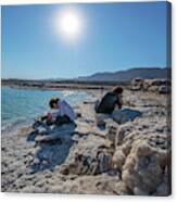 Two Photographers At The Dead Sea Canvas Print