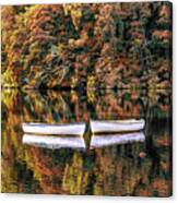 Two Rowboats In The Autumn Lake Panorama Canvas Print