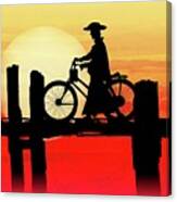 U Bein Bridge Bicycle Canvas Print