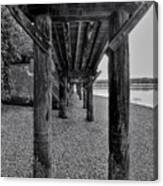 Under The Boardwalk - Poulsbo Bw Canvas Print