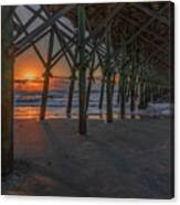 Under The Pier, Folly Beach Sunrise Canvas Print
