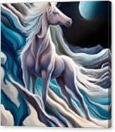 Unicorn On The Moon Canvas Print