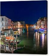 Venice By Night View From Rialto Canvas Print