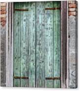 Venice Green Wood Window Canvas Print