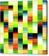 Vibrant Geometric Glitch Pattern - Chartreuse, Green Canvas Print