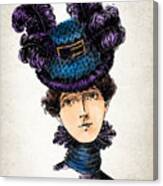 Victorian Woman With Purple And Blue Feather Hat, Elegant 1890's Lady Canvas Print