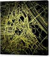 Vienna Map In Gold And Black Canvas Print