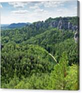 View Of The Amselgrund Valley And Towards The Bastei In Saxon Switzerland Canvas Print