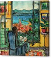 View Of Saint Tropez Watercolor Painting Mona Edulesco Canvas Print