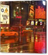 View Of Times Square On Rainy Winter Evening Canvas Print