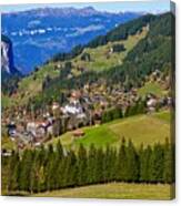 View Of Wengen From Trail Canvas Print